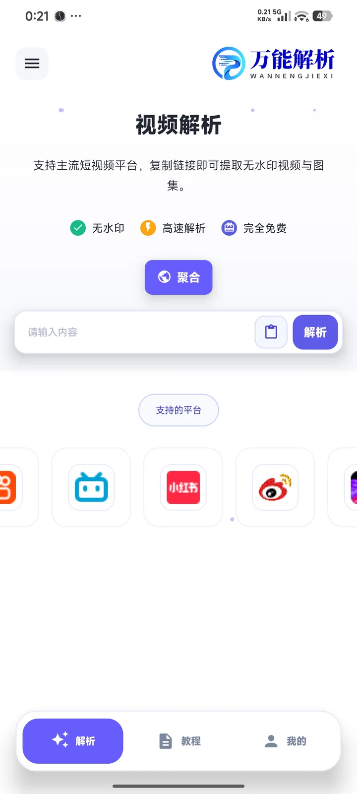 视频解析页面截图